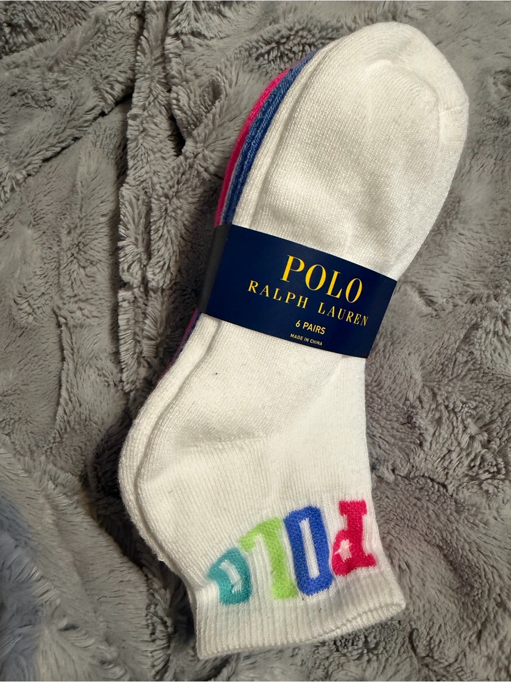 Ladies Polo Ralph Lauren Low-Cut Socks with Multi-Color Logo - 6 Pk size 4-10